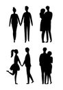 People Silhouettes Isolated Young Couple in Love Royalty Free Stock Photo