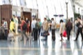 People Silhouettes In Motion Blur, Airport Interior
