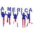 People silhouettes patterned in USA flag