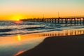 People silhouettes on Port Noarlunga jetty at sunset Royalty Free Stock Photo