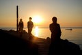 People silhouettes at sunrise