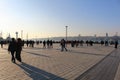 People silhouettes in ÃÅskÃÂ¼dar square. ÃÂ°stanbul, Turkey.