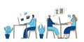 People siting at the desk. Vector design