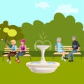 People are sitting on a bench in the park. Royalty Free Stock Photo