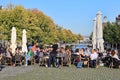 People sitting at a cafe in Amsterdam, Holland