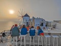 Traditional Greek windmill in Oia village on Santorini island, Greece Royalty Free Stock Photo