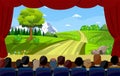 People Sitting In Cinema Watching Movie Back Rear