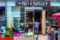 People Sitting Outside A Pret A Manger Retail Chain Coffee Shop Royalty Free Stock Photo