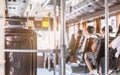 People sitting on seat in back view on the bus Royalty Free Stock Photo