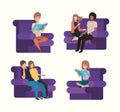 People sitting in a seat vector design