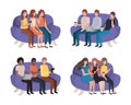 People sitting in a seat vector design