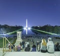 People sitting on the steps of Lincoln Memorial in Washington and view over reflecting pool - WASHINGTON DC - COLUMBIA -