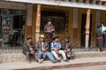 SOLOLA, GUATEMALA - NOVEMBER 13, 2017: People Sitting in the Street. Guetemala Popualiation. Solola Town. Close to Atitlan Lake.