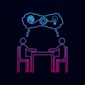 People sitting on the table idea nolan icon. Simple thin line, outline vector of team work icons for ui and ux, website or mobile