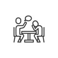 People sitting at the table talking line icon Royalty Free Stock Photo