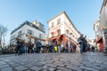 People sitting at the terrace of Le consulat restaurant in Montmartre