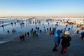 The people of skating in Harbin Songhua river Royalty Free Stock Photo