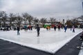People skating at the Harbourfront Centre ice rink in Toronto. Royalty Free Stock Photo
