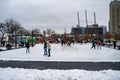 People skating at the Harbourfront Centre ice rink in Toronto. Royalty Free Stock Photo