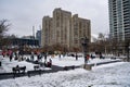 People skating at the Harbourfront Centre ice rink in Toronto. Royalty Free Stock Photo