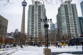 People skating at the Harbourfront Centre ice rink in Toronto. Royalty Free Stock Photo