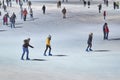 People skating on the ice rink in Budapest