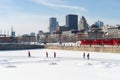 People skating at Old Port Ice Skating Rink