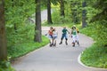 People skating at park