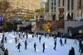 People skating at the Rockefeller Center, NYC in winter Royalty Free Stock Photo