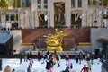 People skating at the Rockefeller Center, NYC in winter Royalty Free Stock Photo