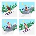 People on ski set. Royalty Free Stock Photo