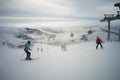 People Skier skiing in ski resort .