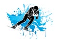 People skiing flat style design. Skis isolated, skier and snow, cross country skiing, winter sport, season and mountain