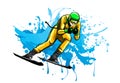 People skiing flat style design. Skis isolated, skier and snow, cross country skiing, winter sport, season and mountain