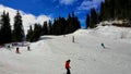 People skiing at Pamporovo ski resot in Bulgaria