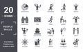 people.skills icon set. include creative elements as radar detection, creativity, gardener, chauffer, leadership, actor filled