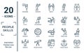 people.skills linear icon set. includes thin line programmer, stylist, interior de, sommelier, environment, chauffer, knitting