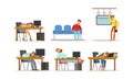 People Sleeping In Different Positions in Various Places Vector Illustrations