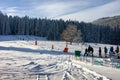 People on small ski-lift in village Zelezno, SLovakia