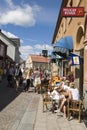 People small town street Norrtalje Sweden