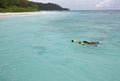 People snorkeling in clear sea water