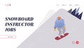 People Snowboarding Website Landing Page. Snowboard Man Rider Character Having Fun and Winter Mountain Sports Royalty Free Stock Photo