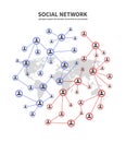 People socia networks and telecommunications, human links vector concept with persons sharing information icons