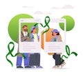 people in social media photo frames with green ribbons celebrating world mental health day awareness month