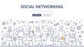 People Social Networking Doodle Concept