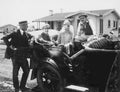 People socializing in parked car Royalty Free Stock Photo