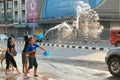 People in a Songkran water fight festival in Chiangmai, Thailand Royalty Free Stock Photo