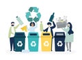 People sorting garbage for recycling