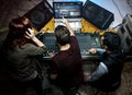 People at a sound mixer station Royalty Free Stock Photo