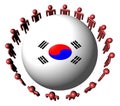 People and South Korean flag sphere Royalty Free Stock Photo